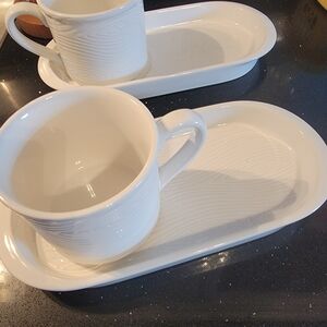 Elegant White Mug and Tray Set